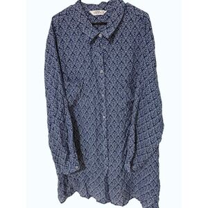 Studio Untold Made in India Geometric Print Button Down Tunic Shirt Womens 28/30